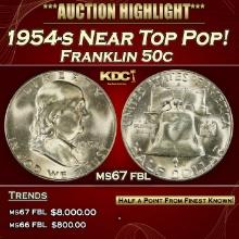 1954-s Franklin Half Dollar Near Top Pop! 50c ms67 fbl SEGS