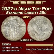 1927-d Standing Liberty Quarter Near Top Pop 25c ms66+ fh SEGS