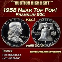 1958 Proof Franklin Half Dollar Near Top Pop! 50c pr68 DCAM SEGS