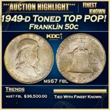 1949-d Franklin Half Dollar Toned TOP POP! 50c ms67 fbl SEGS