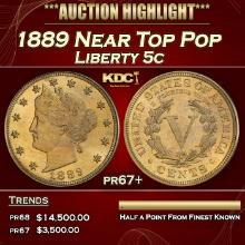1889 Proof Liberty Nickel Near Top Pop 5c pr67+ SEGS