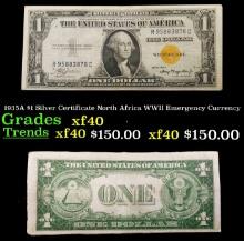 1935A $1 Silver Certificate North Africa WWII Emergency Currency Grades xf