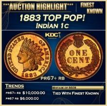 1883 Proof Indian Cent TOP POP! 1c pr67+ rb SEGS