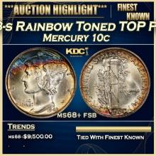 1943-s Mercury Dime Rainbow Toned TOP POP! 10c ms68+ fsb SEGS