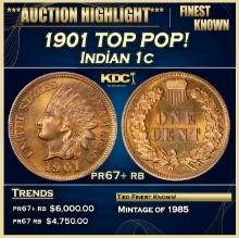 1901 Proof Indian Cent TOP POP! 1c pr67+ rb SEGS