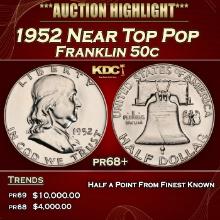1952 Proof Franklin Half Dollar Near Top Pop 50c pr68+ SEGS
