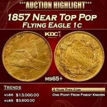 1857 Flying Eagle Cent Near Top Pop 1c ms65+ SEGS