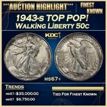 1943-s Walking Liberty Half Dollar TOP POP! 50c ms67+ SEGS
