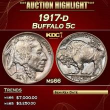 1917-d Buffalo Nickel 5c ms66 SEGS