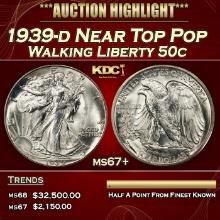 1939-d Walking Liberty Half Dollar Near Top Pop 50c ms67+ SEGS