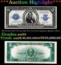 1923 $5 Large Size Silver Certificate "Porthole Note" Grades Select AU Signatures Speelman/White