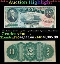 1869 $2 Large Size Legal Tender Note "Rainbow Note" Grades xf Signatures Alison/Spinner