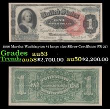 1886 $1 large size Silver Certificate Martha Washington Grades Select AU FR-217