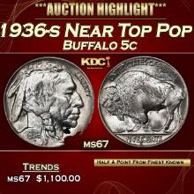 1936-s Buffalo Nickel Near Top Pop 5c ms67 SEGS