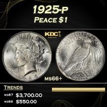 1925-p Peace Dollar $1 ms66+ SEGS