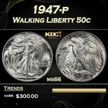1947-p Walking Liberty Half Dollar 50c Grades ms66