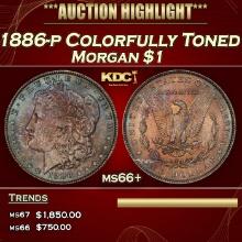 1886-p Morgan Dollar Colorfully Toned $1 ms66+ SEGS