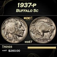 1937-p Buffalo Nickel 5c ms67 SEGS