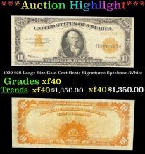 1922 $20 Large Size Gold Certificate Grades xf Signatures Speelman/White