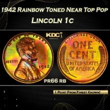 PCGS 1942 Proof Lincoln Cent Rainbow Toned Near Top Pop 1c pr66 rb PCGS