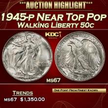 1945-p Walking Liberty Half Dollar Near Top Pop 50c ms67 SEGS