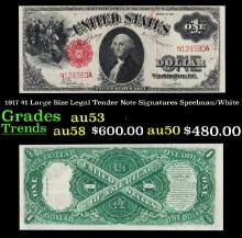 1917 $1 Large Size Legal Tender Note Grades Select AU Signatures Speelman/White