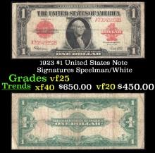1923 $1 United States Note Grades vf+ Signatures Speelman/White