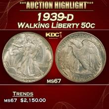 1939-d Walking Liberty Half Dollar 50c ms67 SEGS