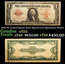 1923 $1 United States Note Grades vf+ Signatures Speelman/White