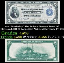 1918 $2 Large Size National Currency "Battleship" The Federal Reserve Bank Of Cleveland, OH Grades C