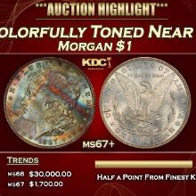 1887-p Morgan Dollar Colorfully Toned Near Top Pop $1 ms67+ SEGS