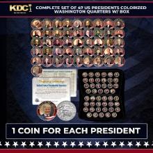 Complete Set of 47 US Presidents Colorized Washington Quarters w/ BOX Grades Other Toy