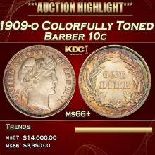 1909-o Barber Dime Colorfully Toned 10c ms66+ SEGS