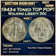 1943-s Walking Liberty Half Dollar Toned TOP POP! 50c ms67+ SEGS