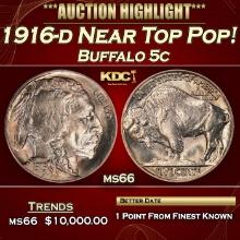 1916-d Buffalo Nickel Near Top Pop! 5c ms66 SEGS