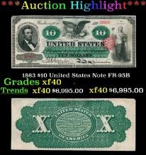1863 $10 United States Note Grades xf FR-95B