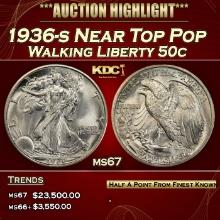 1936-s Walking Liberty Half Dollar Near Top Pop 50c ms67 SEGS