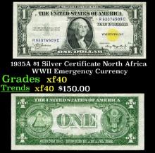1935A $1 Silver Certificate North Africa WWII Emergency Currency Grades xf