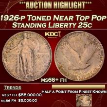 1926-p Standing Liberty Quarter Toned Near Top Pop 25c ms66+ fh SEGS