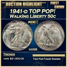 1941-d Walking Liberty Half Dollar TOP POP! 50c ms68 SEGS