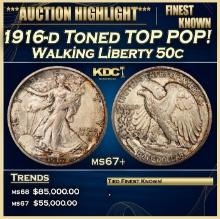 1916-d Walking Liberty Half Dollar Toned TOP POP! 50c ms67+ SEGS