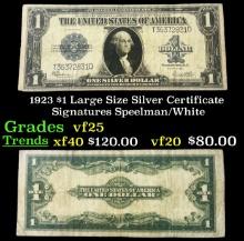 1923 $1 large size Silver Certificate Grades vf+ Signatures Speelman/White