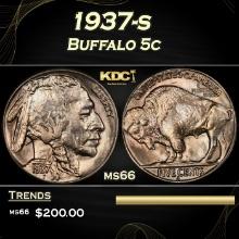 1937-s Buffalo Nickel 5c Grades ms66
