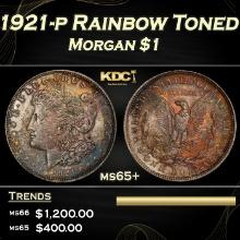 1921-p Morgan Dollar Rainbow Toned $1 ms65+ SEGS
