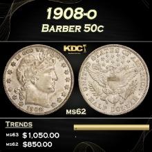 1908-o Barber Half Dollars 50c Grades ms62
