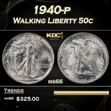 1940-p Walking Liberty Half Dollar 50c Grades ms66