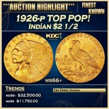 1926-p Gold Indian Quarter Eagle TOP POP! $2 1/2 ms66+ USCG
