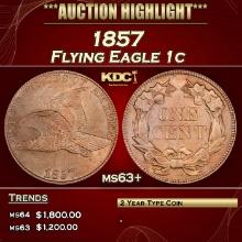 1857 Flying Eagle Cent 1c ms63+ SEGS