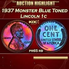 PCGS 1937 Proof Lincoln Cent Monster Blue Toned 1c pr65 rb PCGS