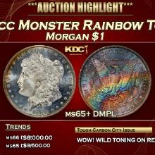 1882-cc Morgan Dollar Monster Rainbow Toned $1 ms65+ DMPL SEGS